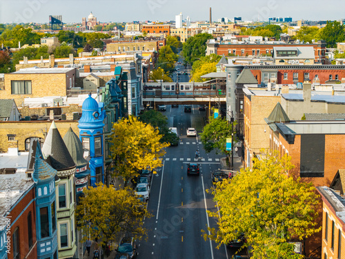 Obraz na plátně Lincoln Park Neighborhood in the fall
