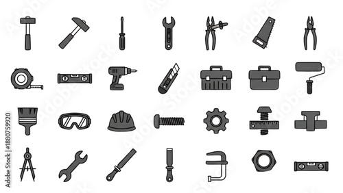 Collection of various tools and equipment for industrial and DIY projects