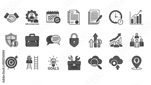Business and Productivity Icons Set in Modern Flat Design Style