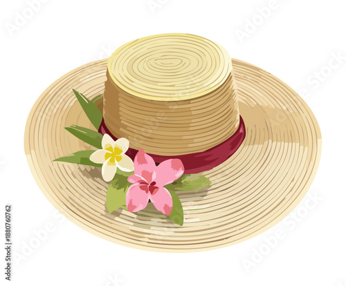 Sun hat with pink flowers for romantic summer fashion and feminine headwear accessory for garden party and vacation travel