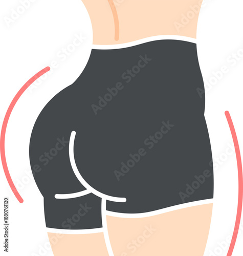 Minimalist vector illustration highlighting female buttocks and a healthy body silhouette