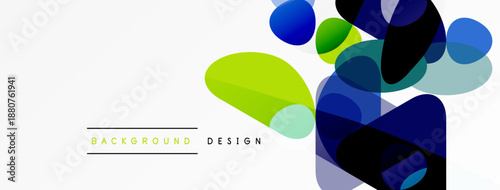 Abstract colorful shapes overlap white space. Modern design elements create dynamic visual composition. Background text indicates purpose.