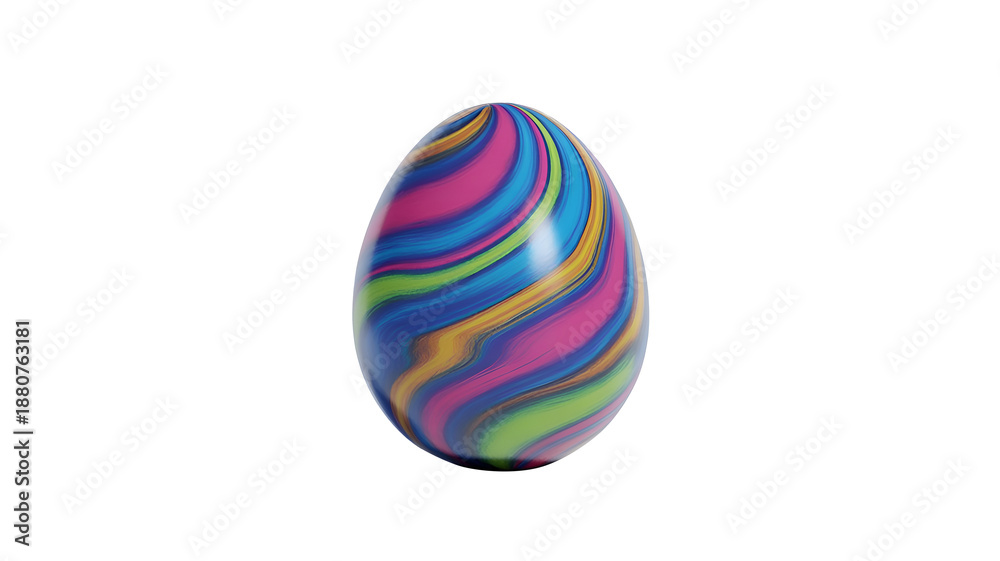 Fototapeta premium Colorful Easter egg with swirly patterns isolated on white background transparent background
