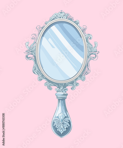 ornate silver vanity mirror for beauty grooming and elegant feminine accessory for dressing table and decor