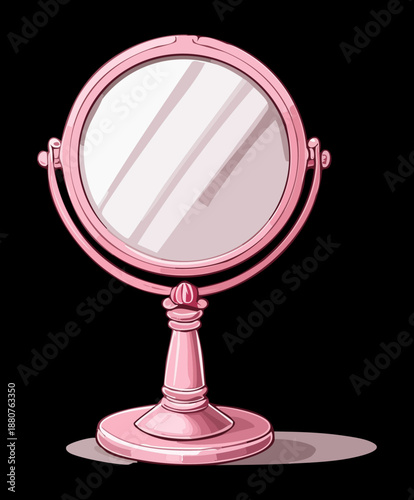 pink standing vanity mirror for beauty grooming and elegant feminine accessory for dressing table and home
