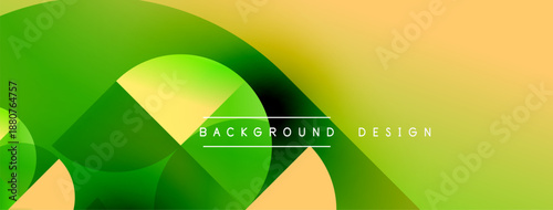 Abstract gradient shapes overlap. Green, yellow hues create modern visual effect. Text reads background design. Simple, clean presentation.