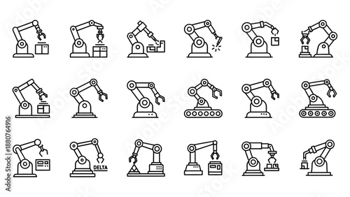 Industrial Robot Arms Various Configurations.