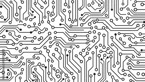 Detailed Electronic Circuit Board Pattern Background on Isolated White Background