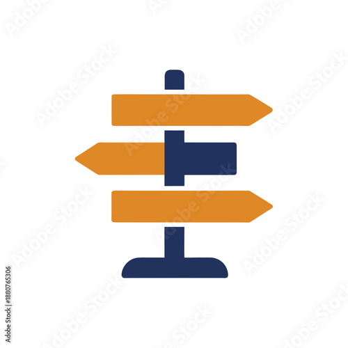 Multiple directions signpost isolated on transparent background