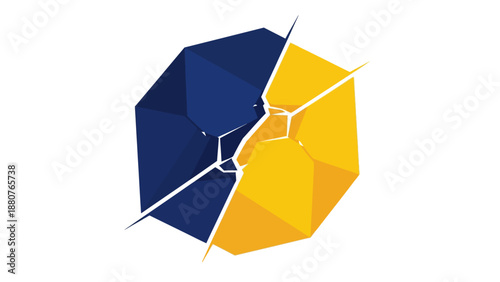 abstract shattered geometric shape design concept illustrating division and transformation for business presentations and problem-solving solutions