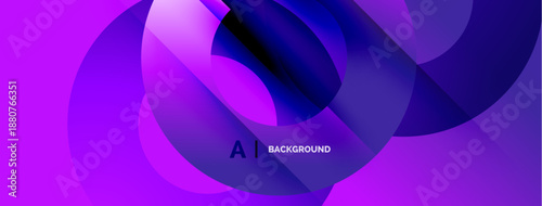 Abstract purple design. Overlapping circles create dynamic flow. Modern gradients, smooth transitions, vibrant hues. Background element.