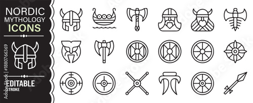 Editable Nordic rune and mythology icon pack