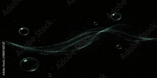 Abstract blue background with bubbles and dark space featuring a futuristic glow of light and plasma energy circles for a fractal vector illustration backdrop
