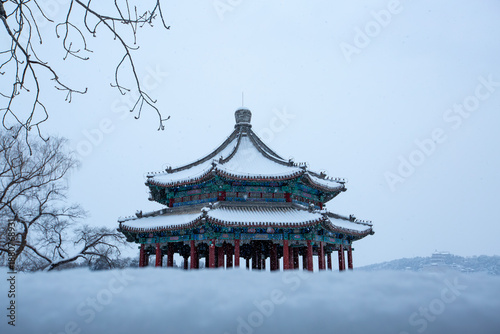 Wallpaper Mural Langru Pavilion snowscape at the Summer Palace, Beijing, China Torontodigital.ca