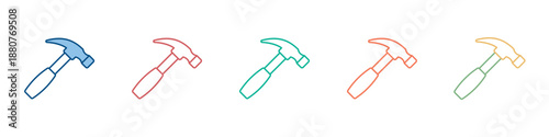 Hammer Icon Set Multiple Style Collection 
