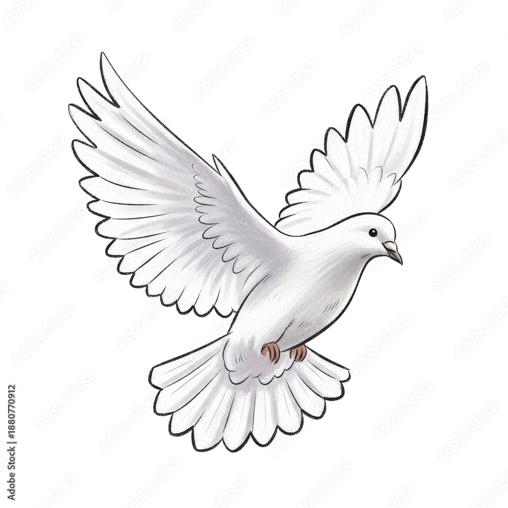 Fototapeta premium White Dove Flying Isolated Black Background