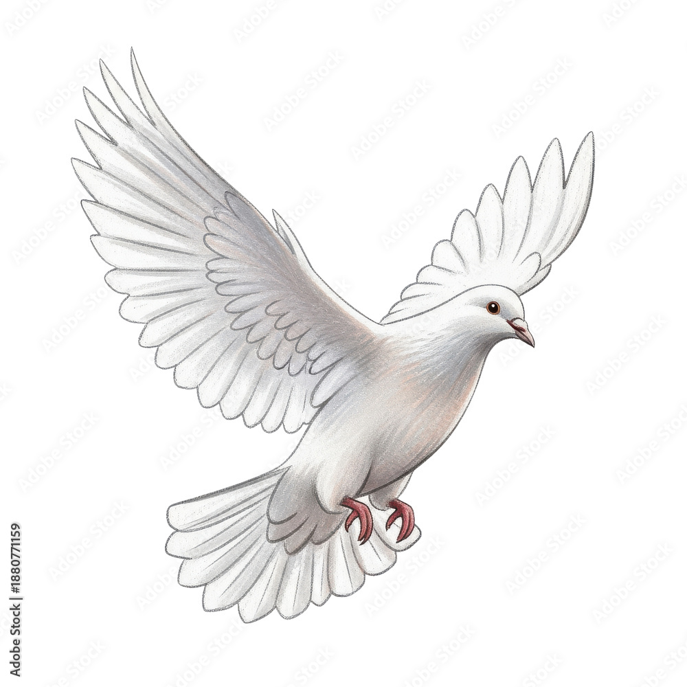 Obraz premium White Dove Flying Isolated Black Background