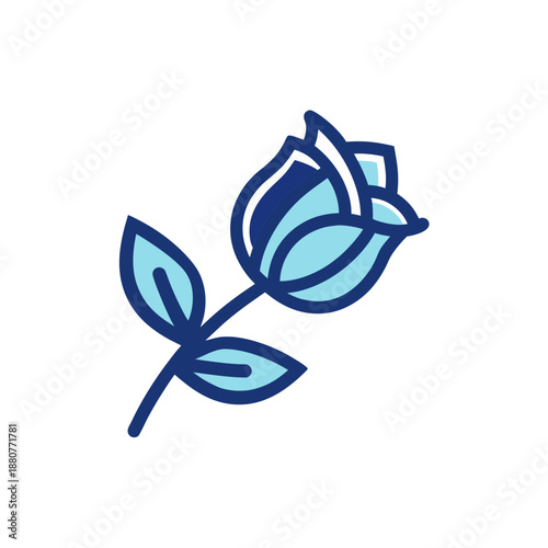 Blue rose illustration isolated on transparent background