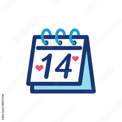 Calendar marking the fourteenth day isolated on transparent background