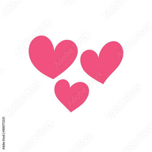 Three floating heart icon vector. Group of three small hearts arranged in a loose cluster. minimal vector motif for decorations, stickers, or repeats.