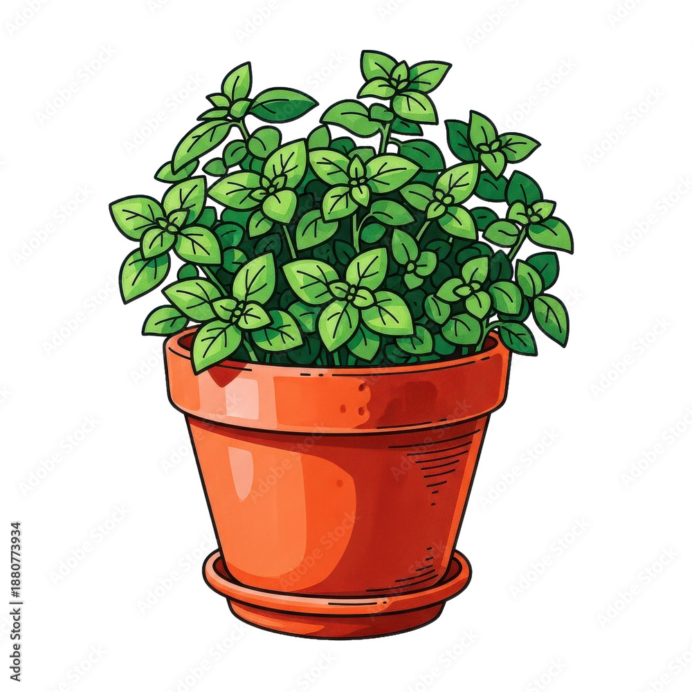 Obraz premium Herb Plant in Terracotta Pot