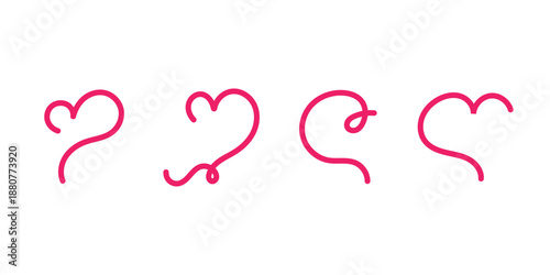 Принти на полотні Curly line heart pair vector