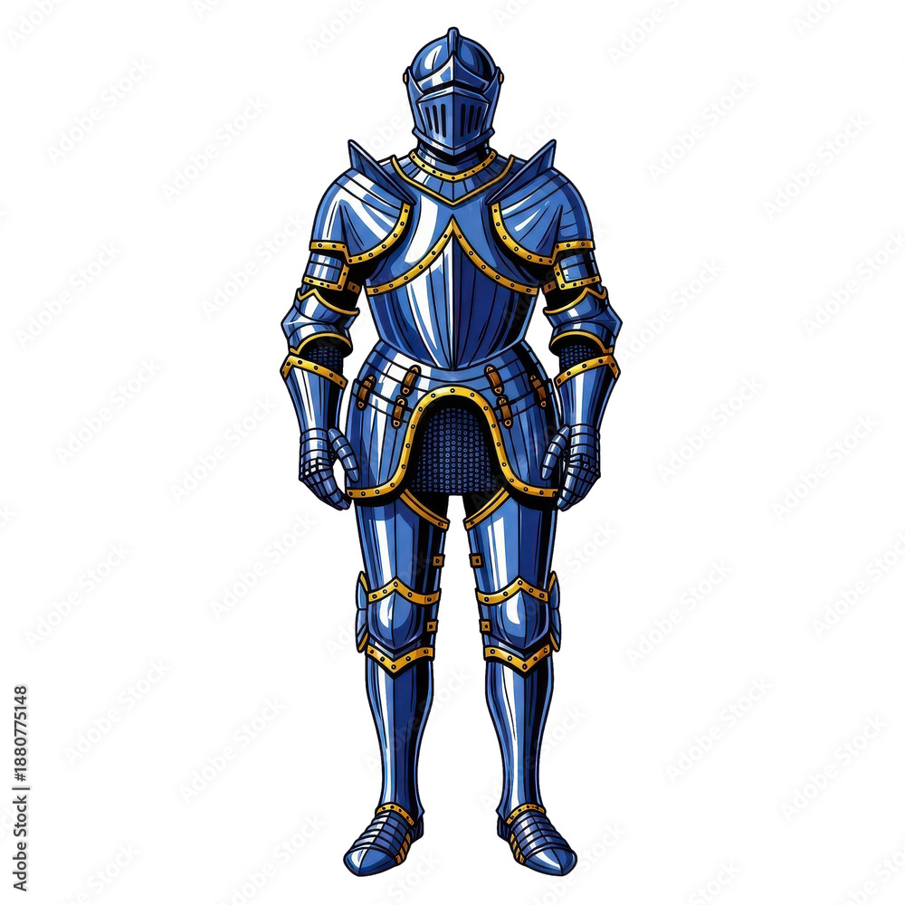 Fototapeta premium Full Knight Armor Blue Gold Black