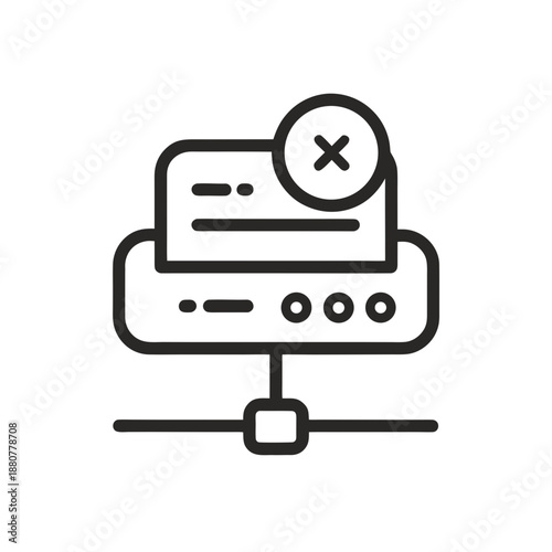 Printer with error message icon illustration on transparent background silhouette
