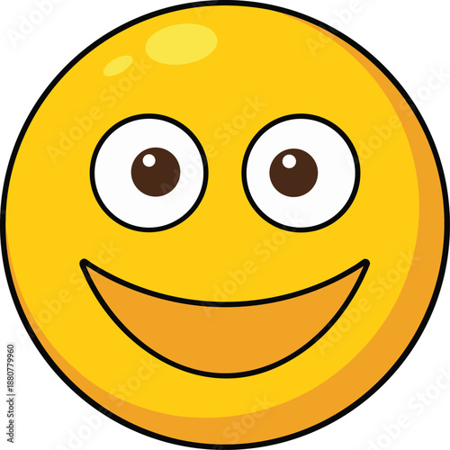 Happy yellow cartoon emoji face with a wide smile and open mouth
