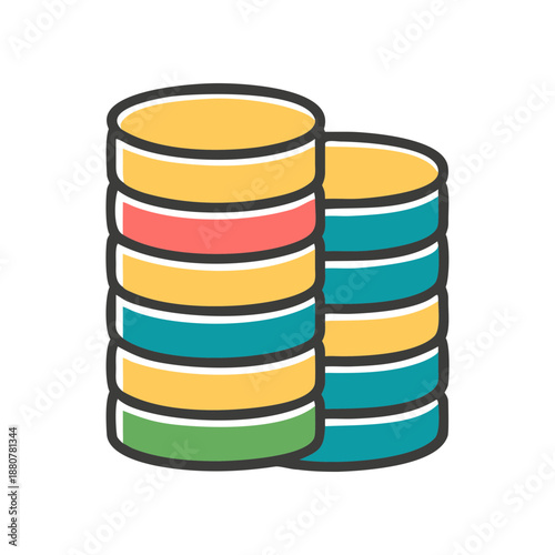 Stacks of colorful coins illustration