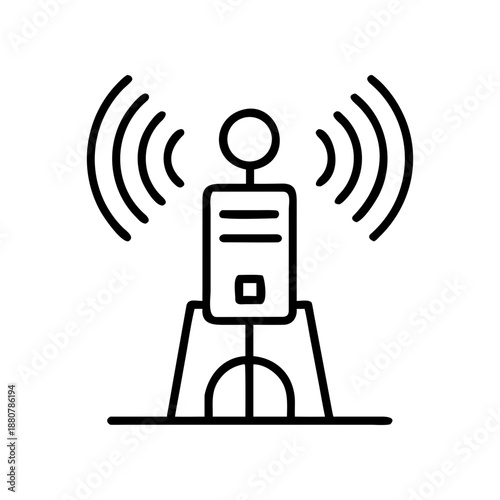 Outline drawing of a radio tower signal on transparent background silhouette