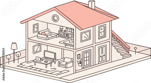 Home interiors elements concept isometric 3d icons set. illustration of info graphic interior room concept in isometric graphic. Furnished rooms isometry isolated collection. bedroom, childs room,