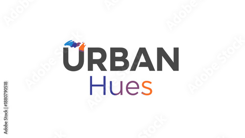 Modern logo design for Urban Hues with a city skyline and colorful accents.