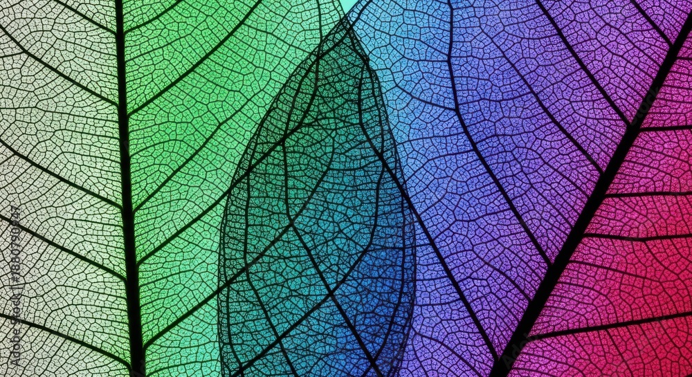Obraz premium Macro Skeleton Leaves Translucent Gradient Colors