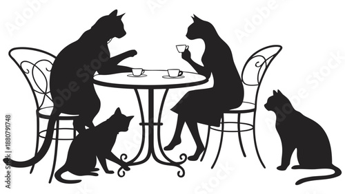 Cats enjoying coffee together in elegant setting