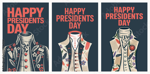 Happy Presidents Day with Historical Jackets Illustration Series