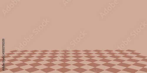Mocha  Mousse color. beige checkered pattern background with alternating dark and light squares creating a geometric texture. vector illustration,