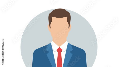 Professional businessman wearing blue suit and red tie, corporate employee avatar on a light background.