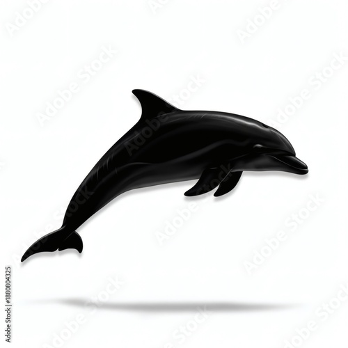 Dolphin Silhouette Isolated on White Background