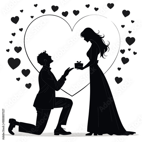 Couple Dancing Silhouette Vector Illustration of Love and Romance