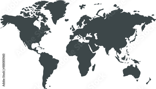 World Map Silhouette Vector  Global Geography Outline