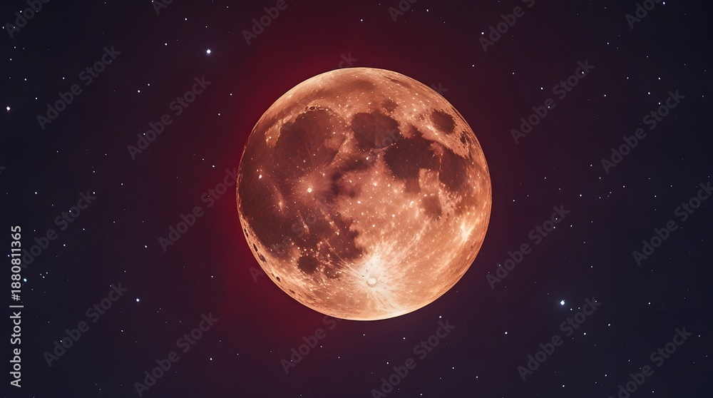 Obraz premium Mesmerizing Crimson Lunar Eclipse Against a Starry Night Sky