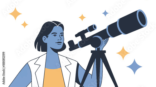 Flat vector illustration in a clean minimalist style of a person gardening in their suburban backyard