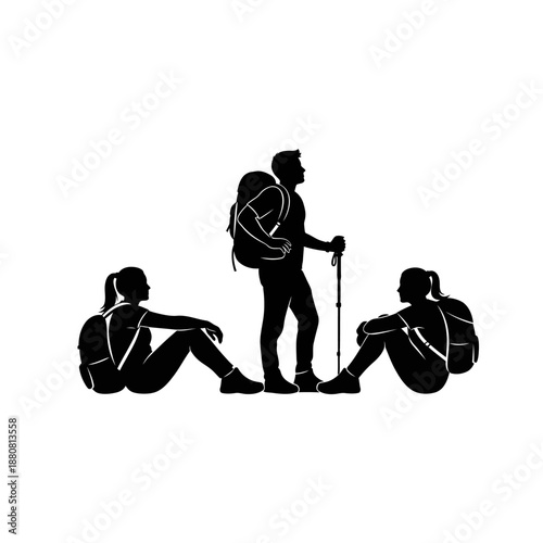 Hikers Resting on Journey Together.