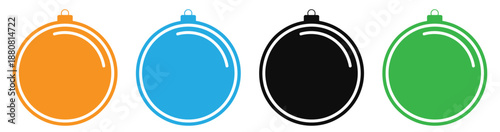 Foto Transparent and Red Christmas ball with snow effect set