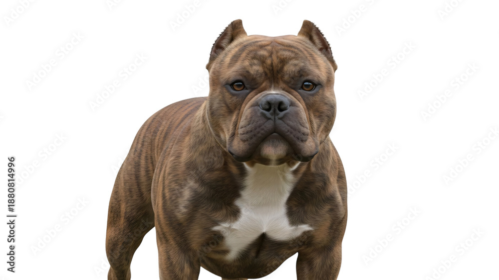 Obraz premium Brown and white dog standing in front of black background looking at.