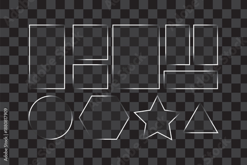 Sleek glass media player buttons with play, pause, and stop icons. Ideal for modern user interface design. Glass banner media player controls icon set with music, rewind, and fast forward buttons.