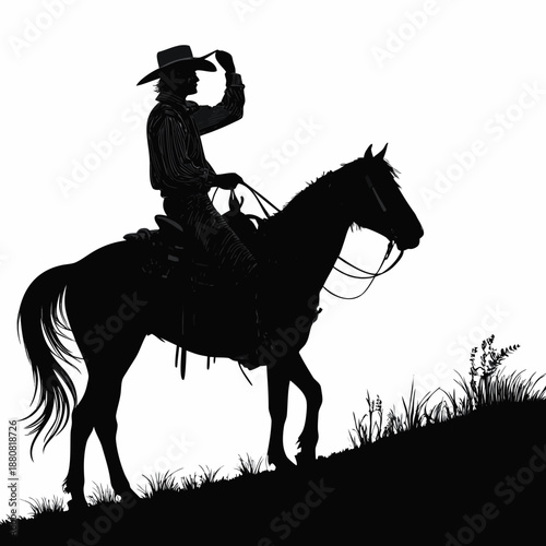 Horse silhouette vector illustration of a galloping stallion