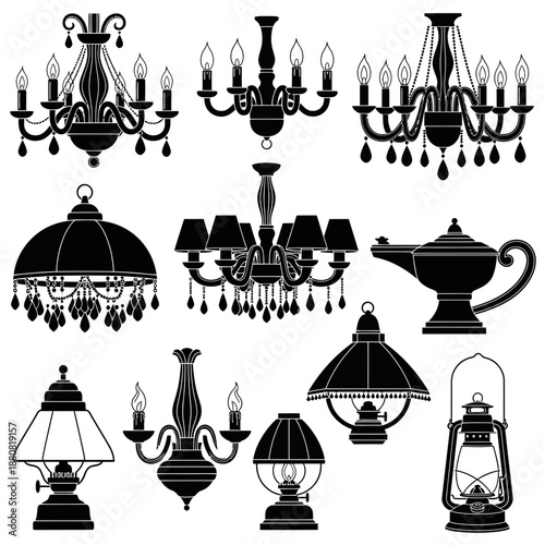 Elegant chandeliers and decorative lamps collection, bringing classic charm and vintage style to interior design projects, perfect for upscale homes