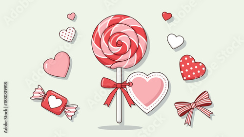 Valentine's Day Sweet Treats: Lollipop, Candy, Hearts, and Bows